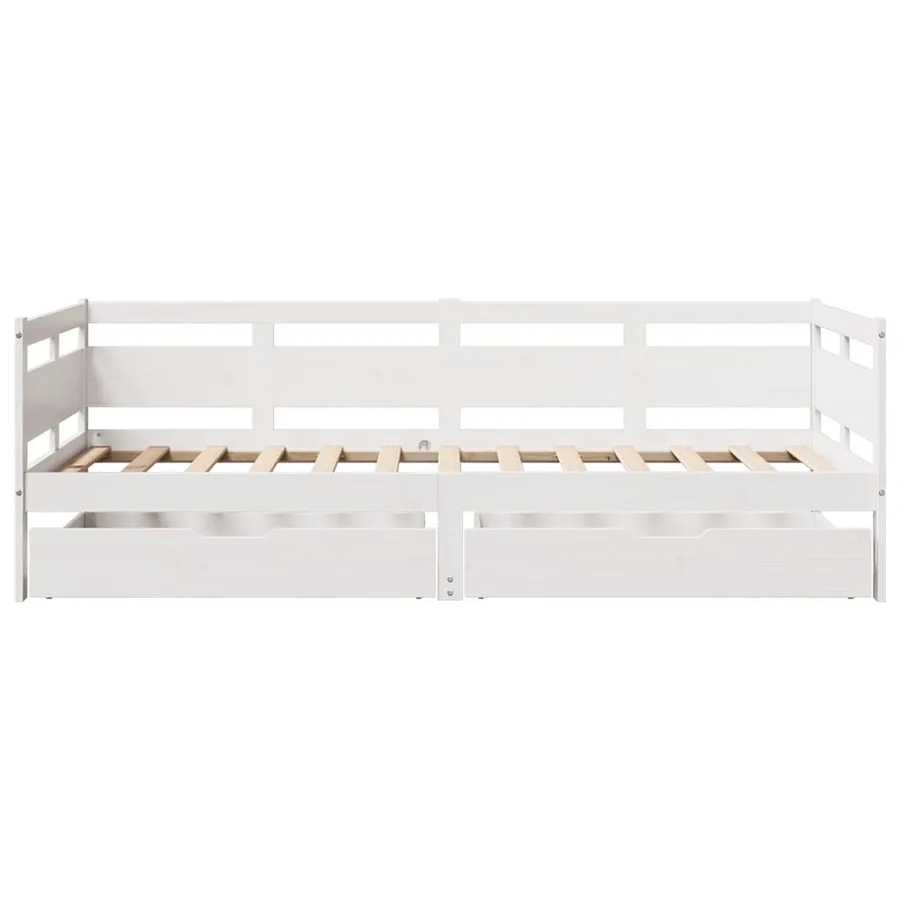 Lit de jour et tiroirs sans matelas blanc 90x190 cm bois massif - 4