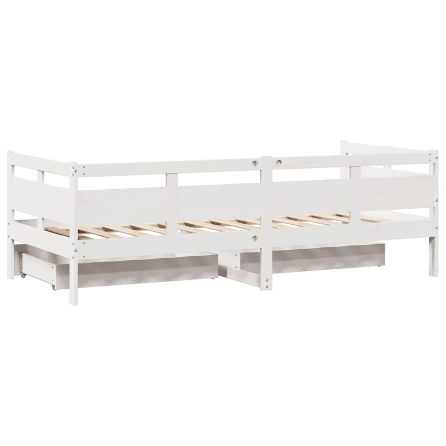 Lit de jour et tiroirs sans matelas blanc 90x190 cm bois massif - 6
