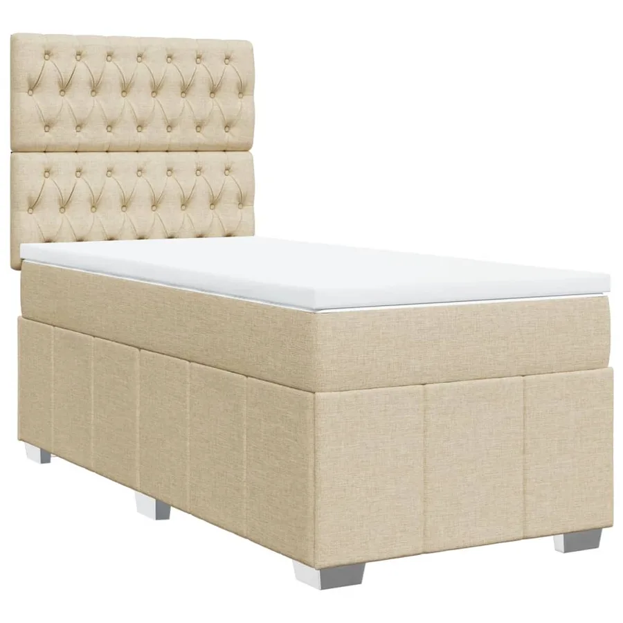 Sommier à lattes de lit avec matelas Crème 100x200 cm Tissu - 3
