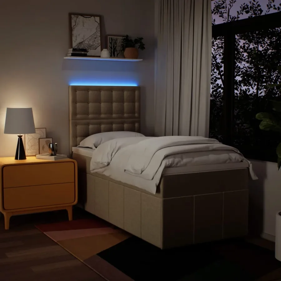 Sommier à lattes de lit avec matelas Crème 100x200 cm Tissu - 4