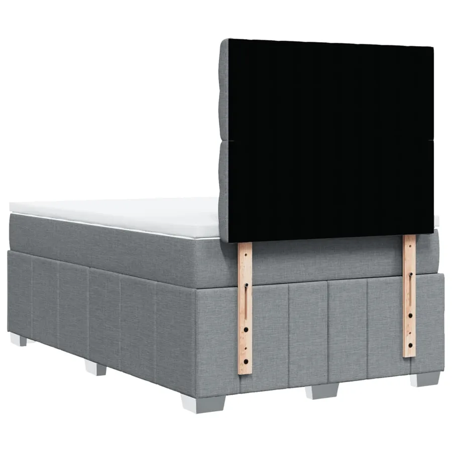 Sommier à lattes de lit et matelas gris clair 120x190 cm tissu - 8