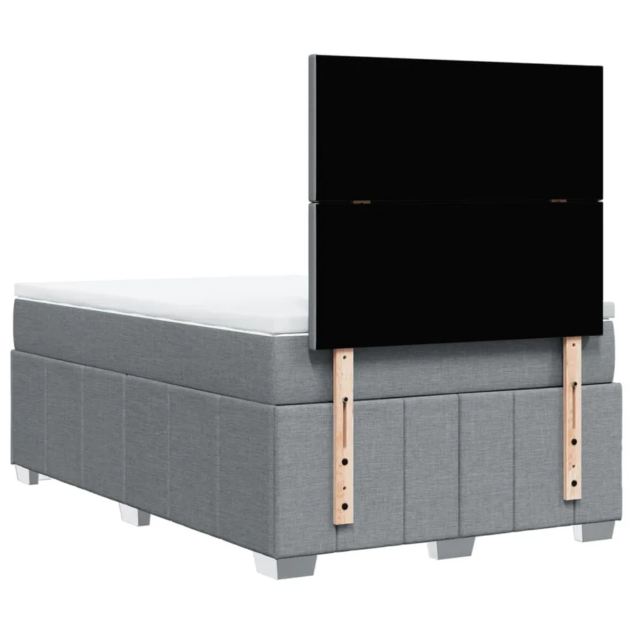 Sommier à lattes de lit et matelas gris clair 120x190 cm tissu - 8