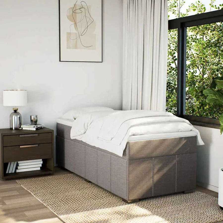 Sommier à lattes de lit avec matelas Taupe 100x200 cm Tissu - 3