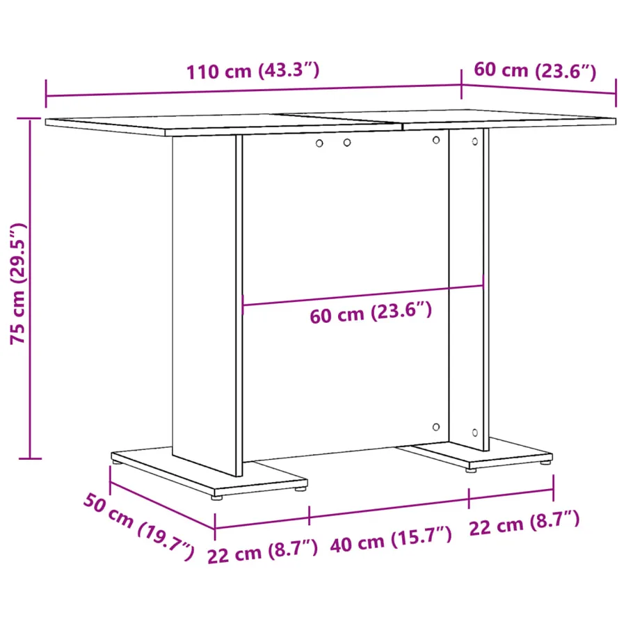 Table à manger vieux bois 110 x 60 x 75 cm bois ingénierie - 8