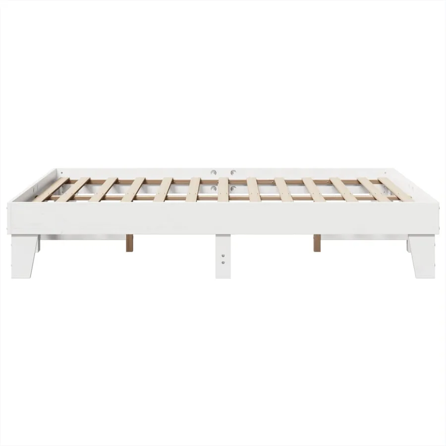Cadre de lit sans matelas blanc 150x200 cm bois de pin massif - 5