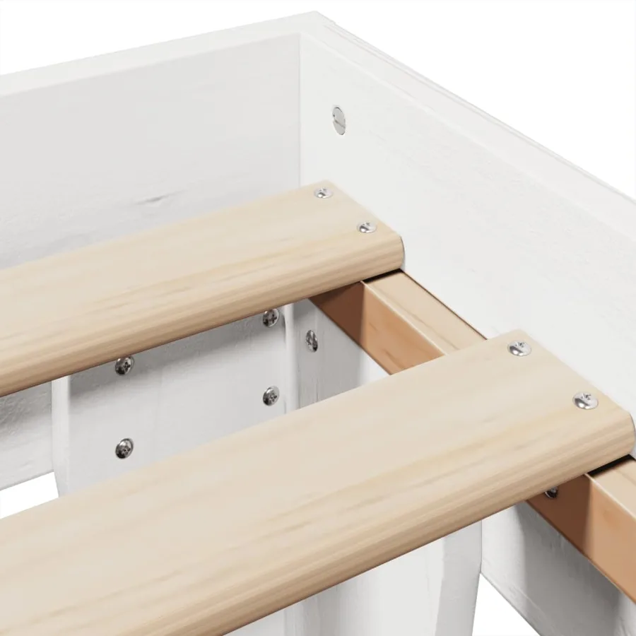 Cadre de lit sans matelas blanc 150x200 cm bois de pin massif - 7