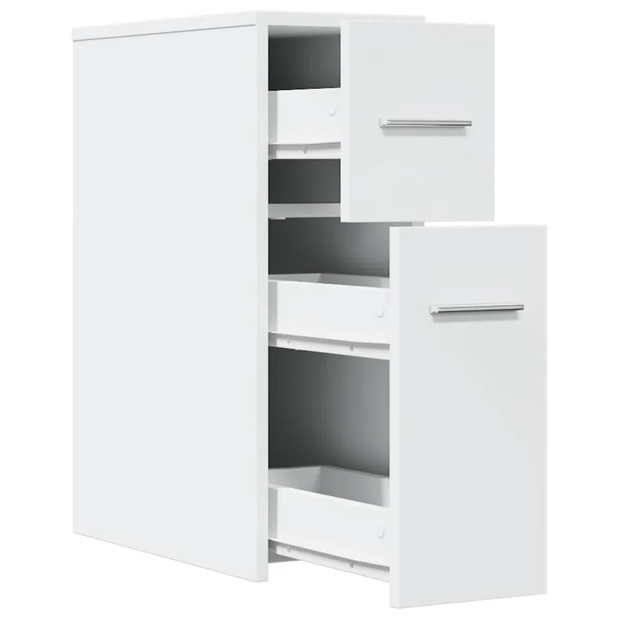 Armoire de salle de bain étroite avec roulettes blanc - 7
