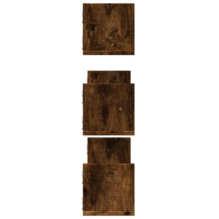 Étagères murales 3 pcs chêne fumé 80x18x18 cm bois d'ingénierie - 5