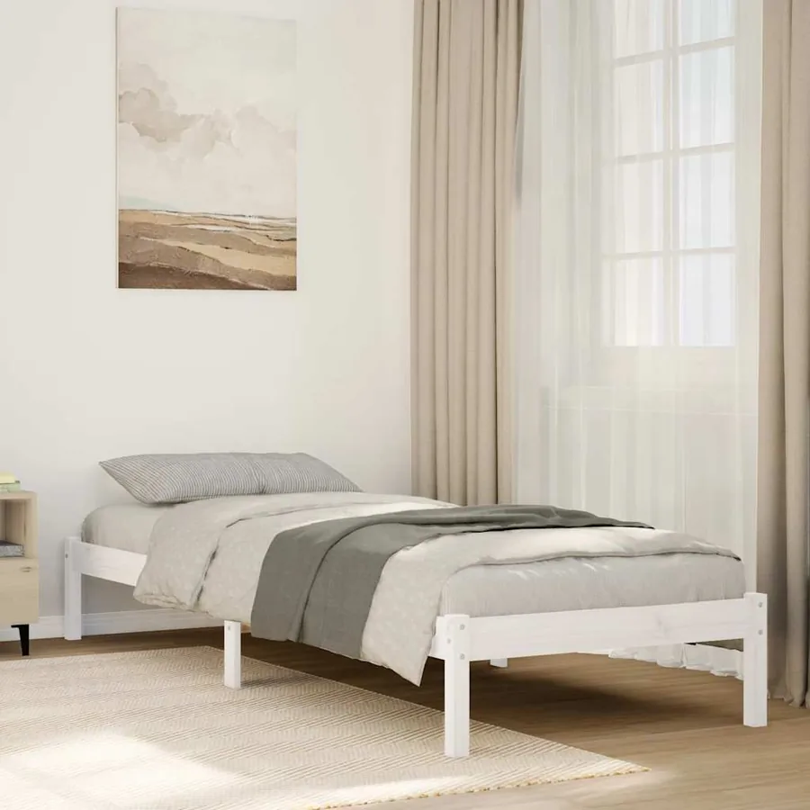 Cadre de lit extra long sans matelas 100x210 cm bois massif pin