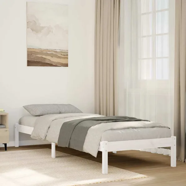 Cadre de lit extra long sans matelas 100x210 cm bois massif pin
