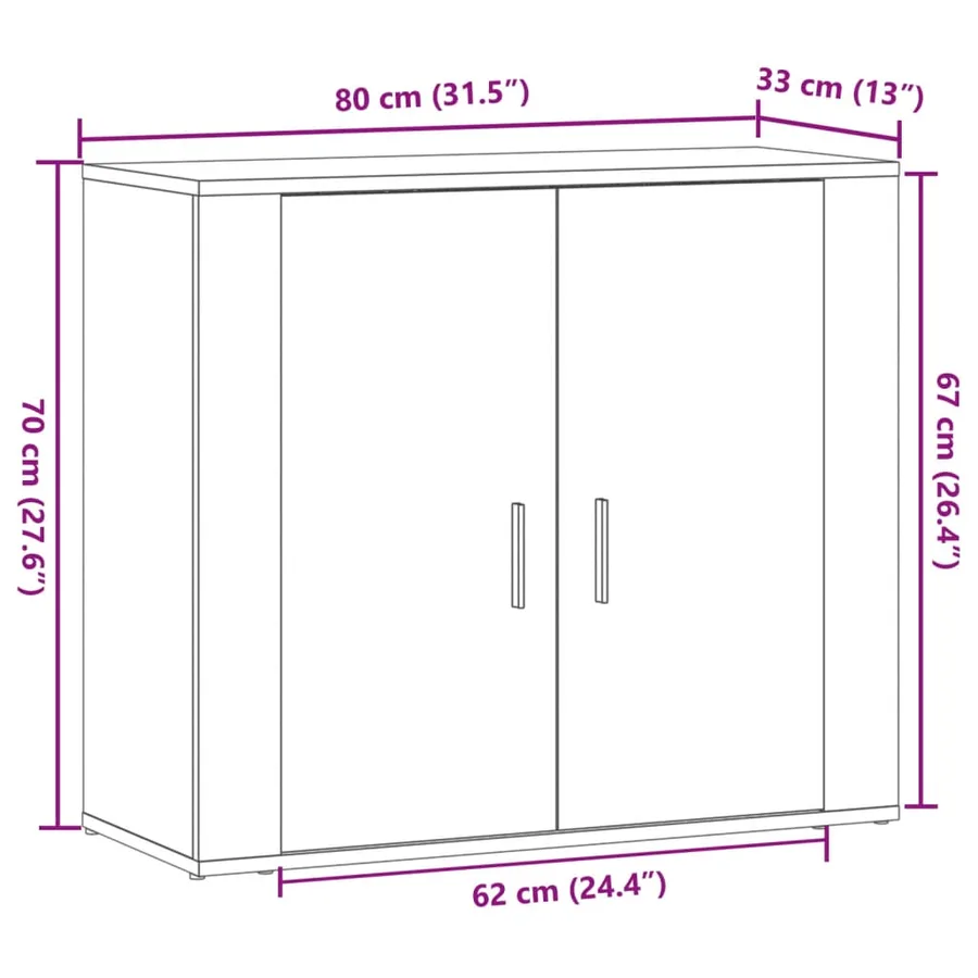 Buffet vieux bois 80x33x70 cm bois d'ingénierie - 9