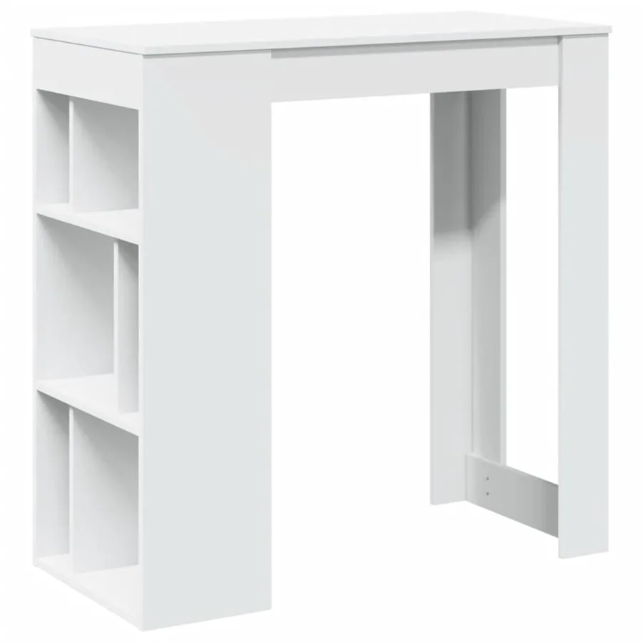 Table de bar avec étagères blanc bois d'ingénierie - 2