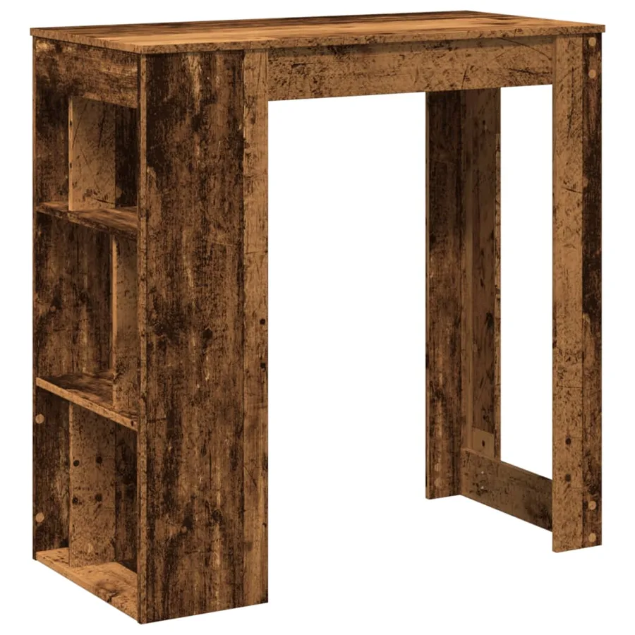 Table de bar avec étagères vieux bois bois d'ingénierie - 2
