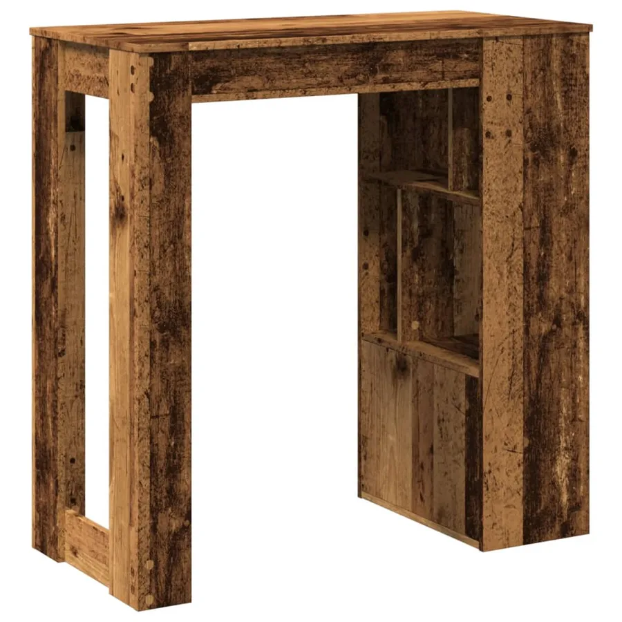 Table de bar avec étagères vieux bois bois d'ingénierie - 6