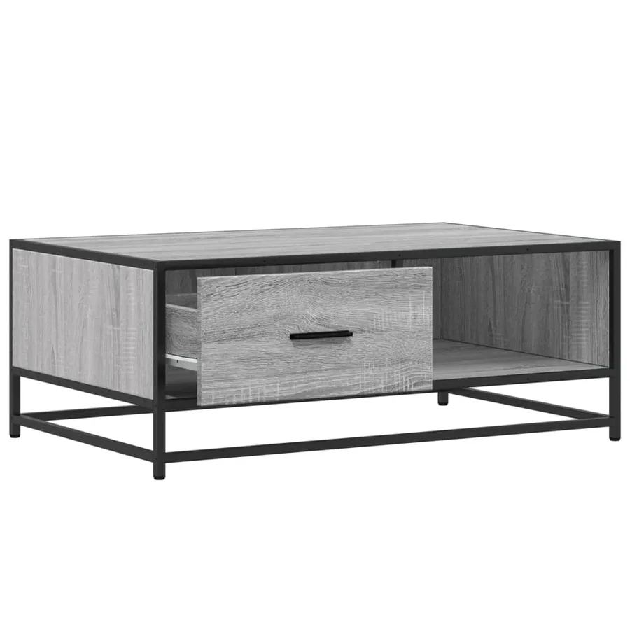 Table basse sonoma gris 90x57x35 cm bois d'ingénierie et métal - 8
