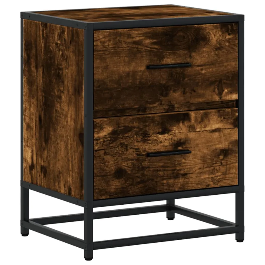 Table de chevet chêne fumé 40x31x50 cm bois d'ingénierie - 2