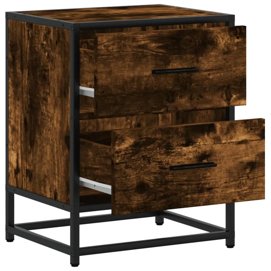 Table de chevet chêne fumé 40x31x50 cm bois d'ingénierie - 9