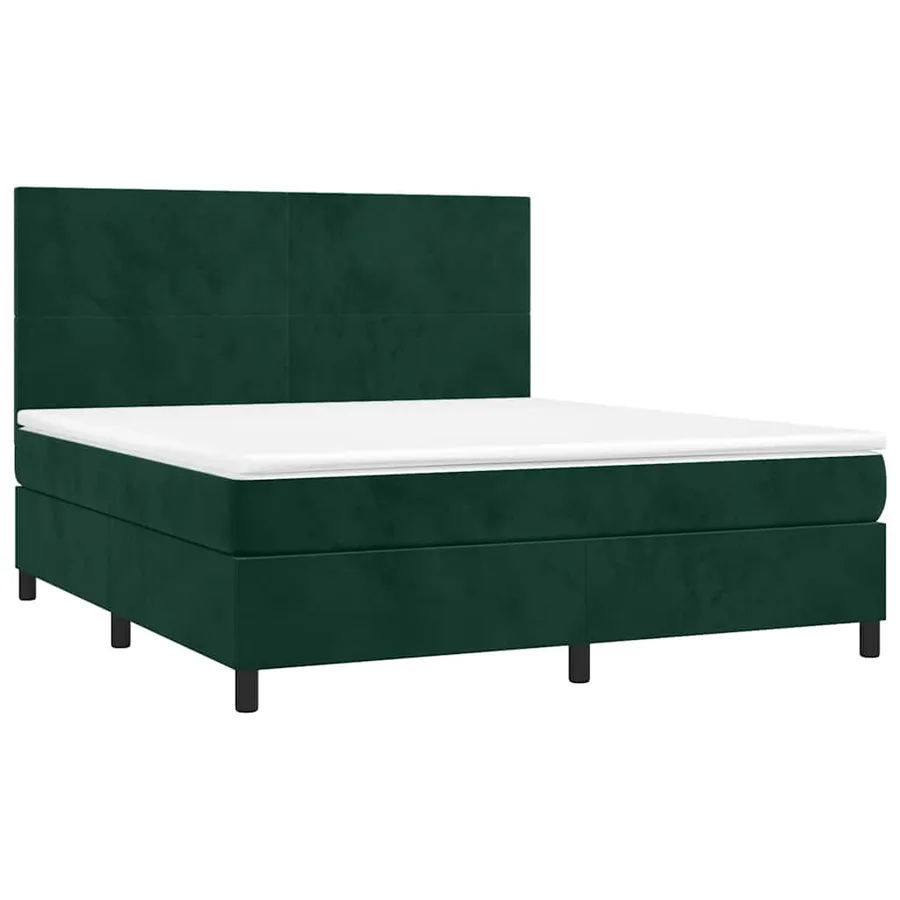 Sommier à lattes de lit avec matelas LED Vert foncé 160x200 cm - 3