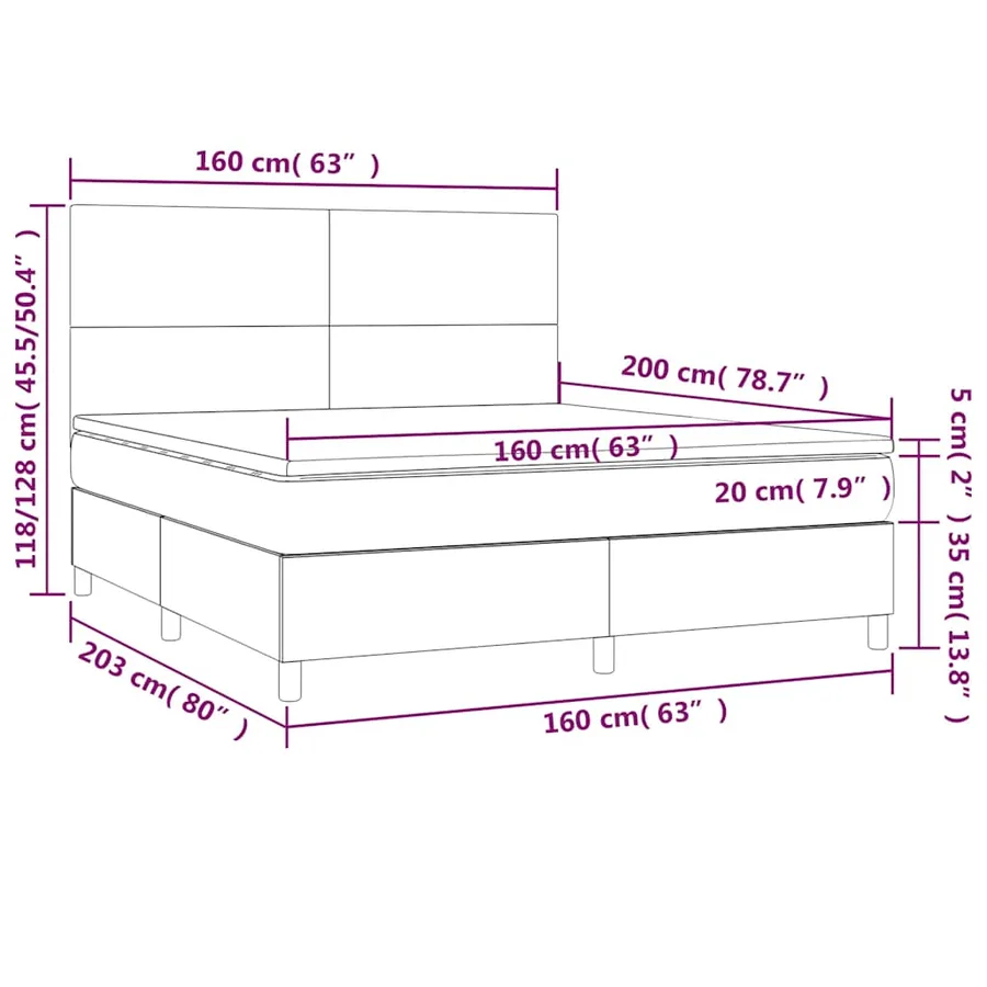 Sommier à lattes de lit avec matelas LED Vert foncé 160x200 cm - 9