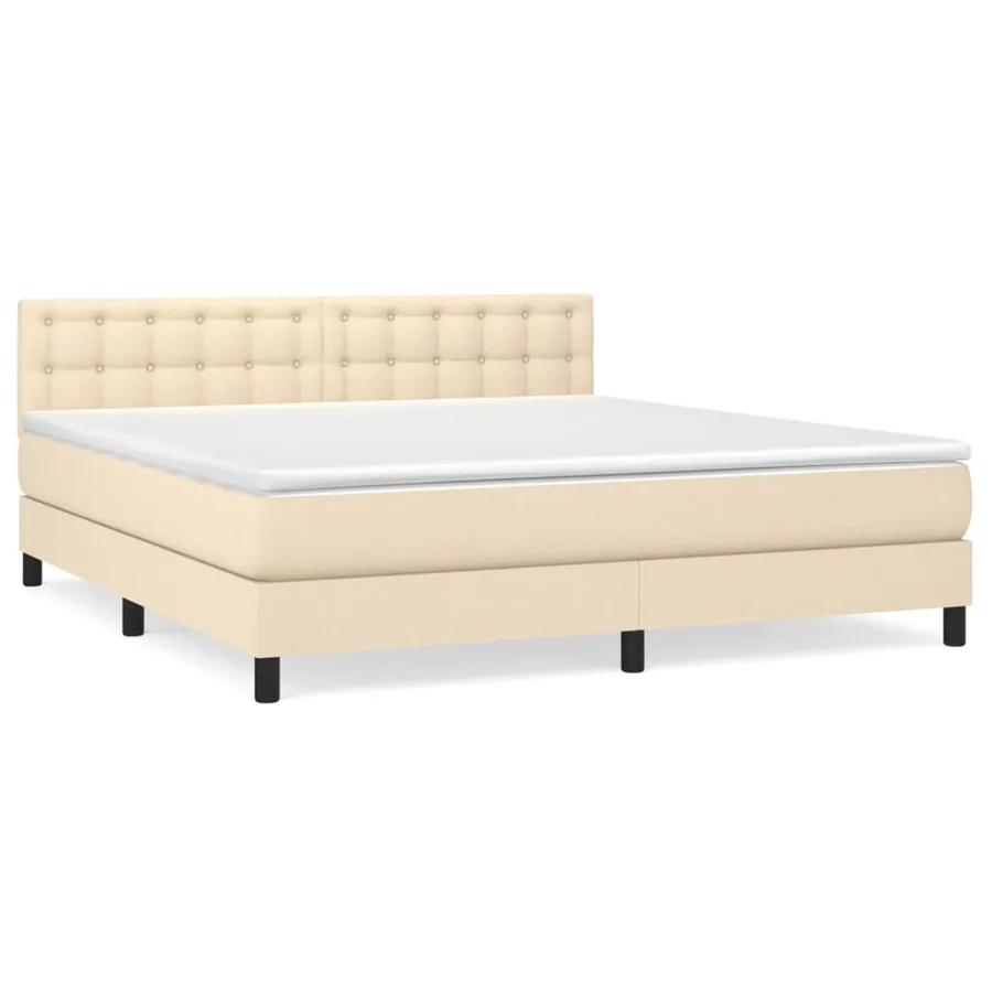 Sommier à lattes de lit avec matelas Crème 160x200 cm Tissu - 2