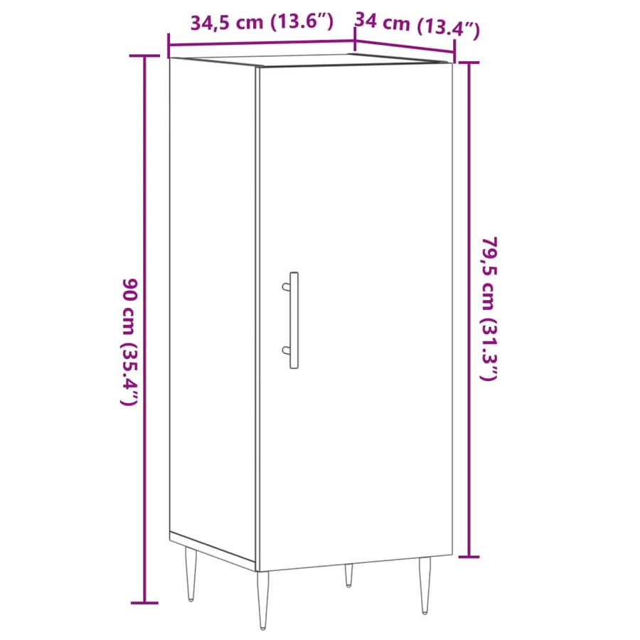 Buffet vieux bois 34,5x34x90 cm bois d'ingénierie - 11