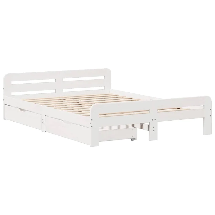 Cadre de lit sans matelas blanc 140x190 cm bois de pin massif - 3