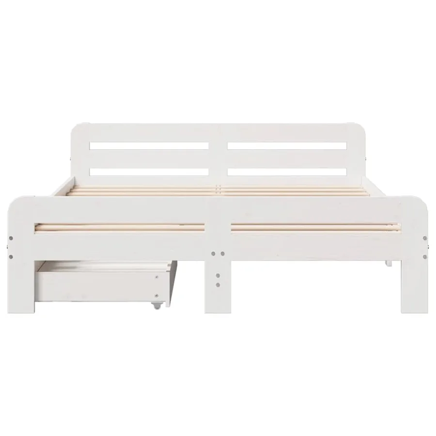 Cadre de lit sans matelas blanc 140x190 cm bois de pin massif - 4