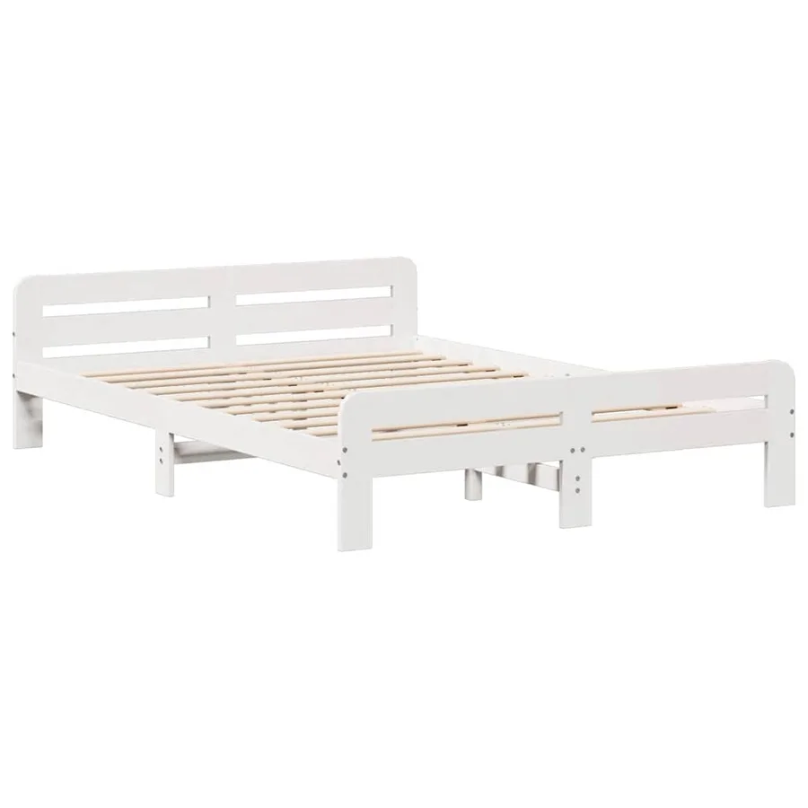 Cadre de lit sans matelas blanc 140x190 cm bois de pin massif - 5