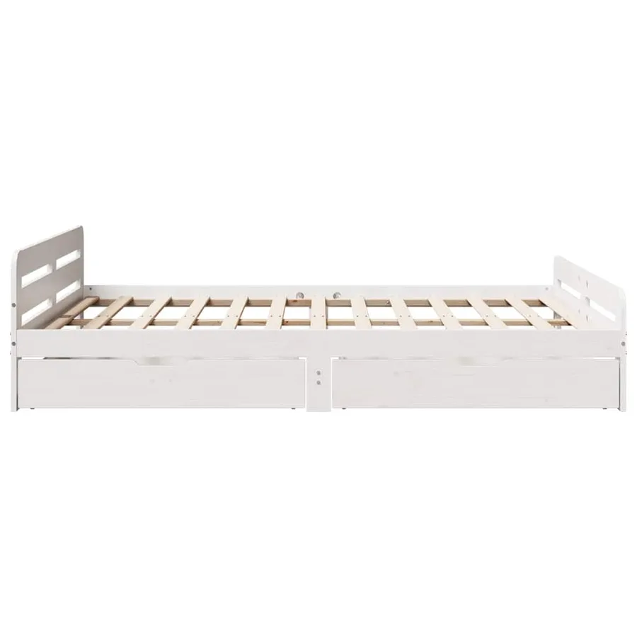 Cadre de lit sans matelas blanc 140x190 cm bois de pin massif - 7
