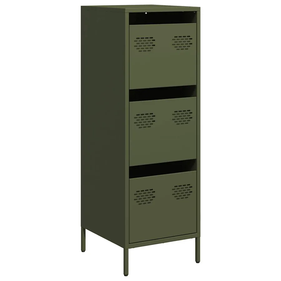 Buffet vert olive 39x35x103,5 cm acier - 2