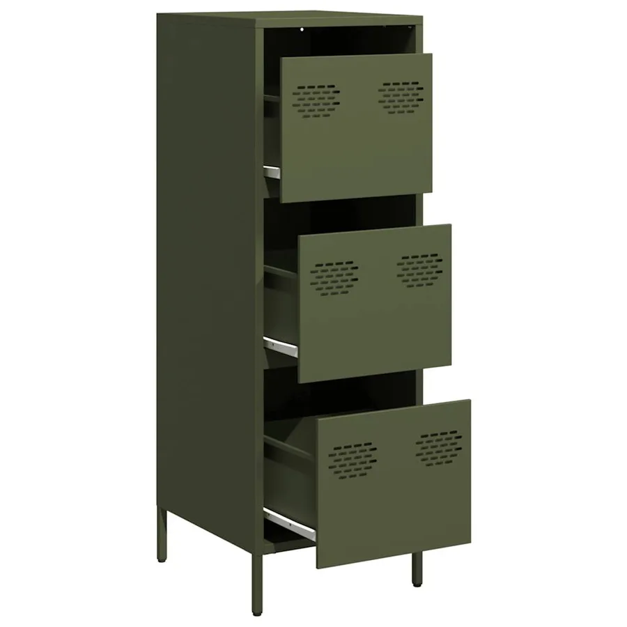 Buffet vert olive 39x35x103,5 cm acier - 4
