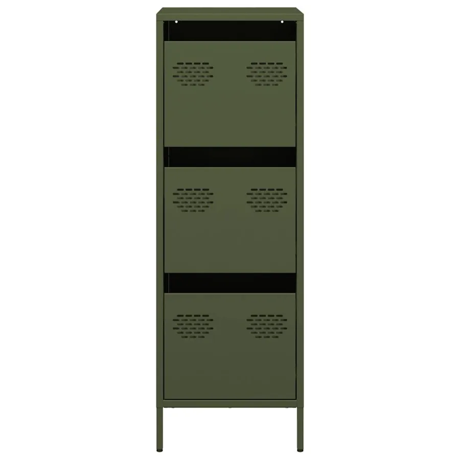 Buffet vert olive 39x35x103,5 cm acier - 5