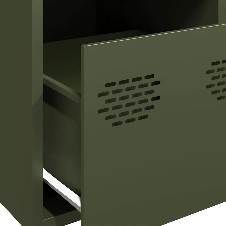 Buffet vert olive 39x35x103,5 cm acier - 9