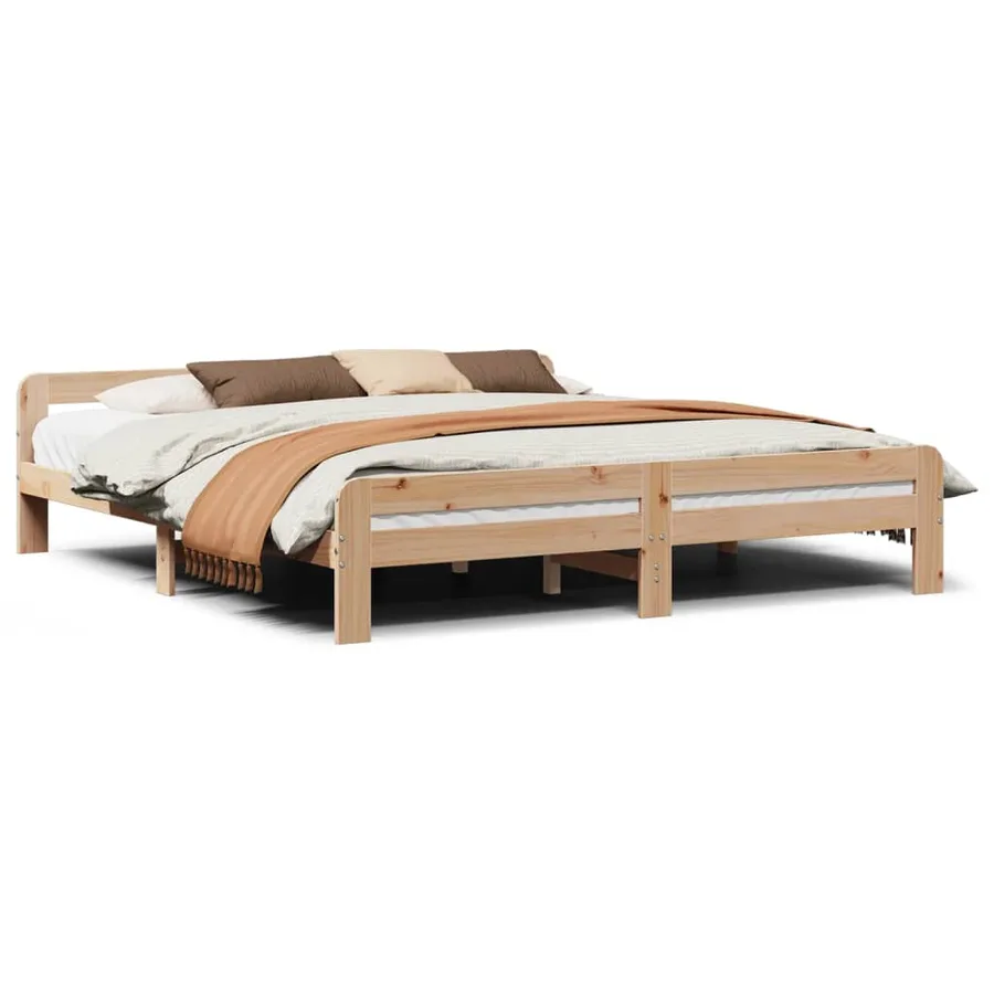 Cadre de lit sans matelas 200x200 cm bois massif de pin - 2