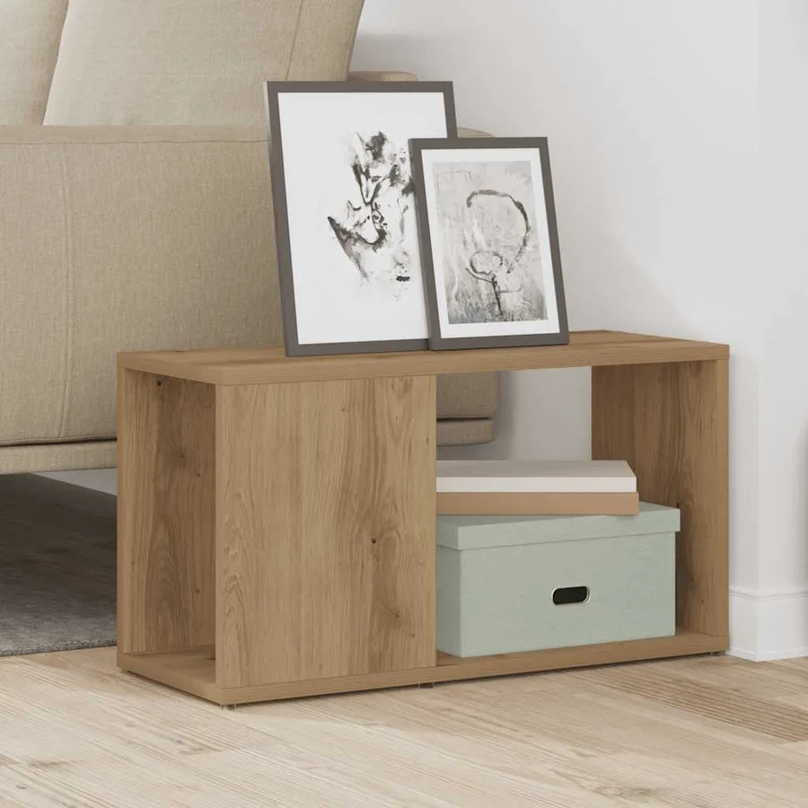 Meuble TV chêne artisanal 60x24x32 cm bois d'ingénierie - 3