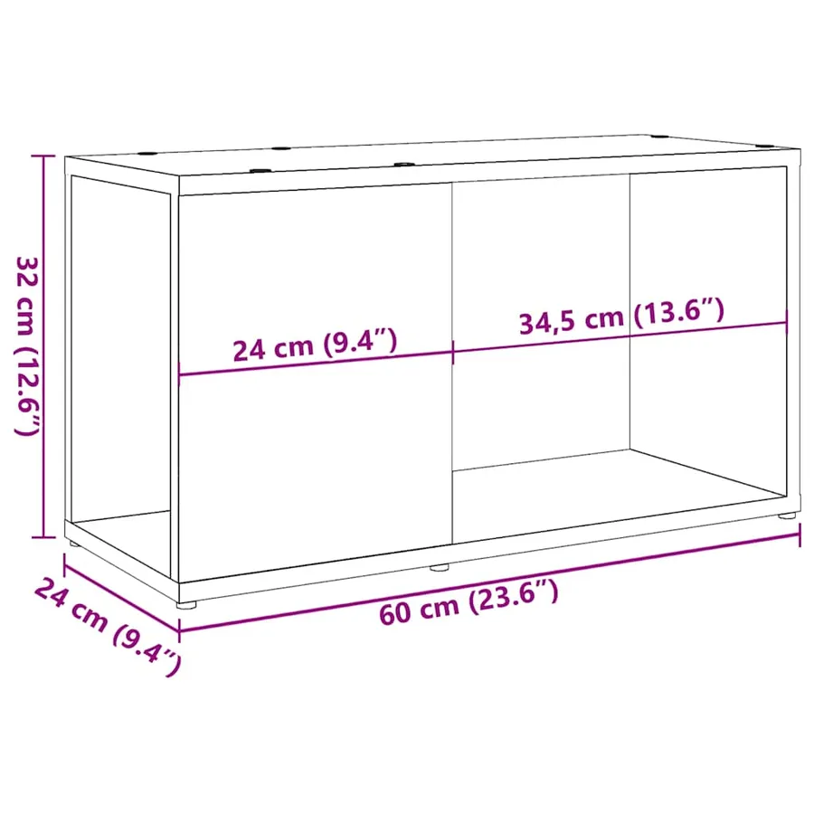 Meuble TV chêne artisanal 60x24x32 cm bois d'ingénierie - 9