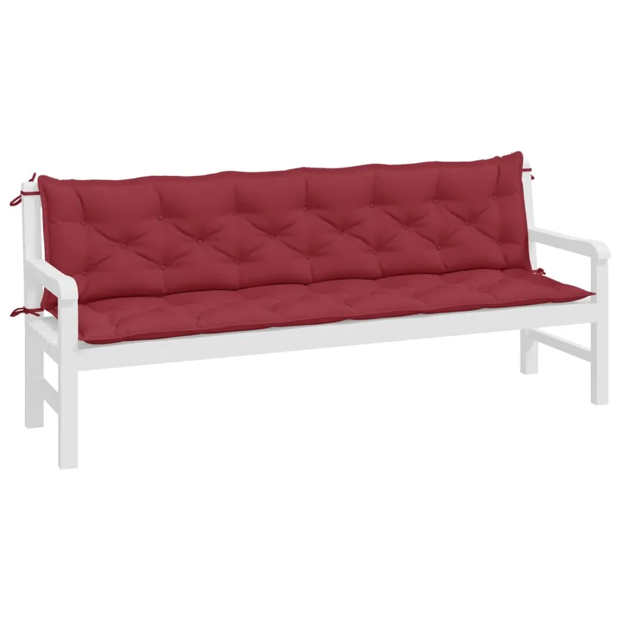 Coussins de banc de jardin lot de 2 rouge bordeaux tissu Oxford - 3