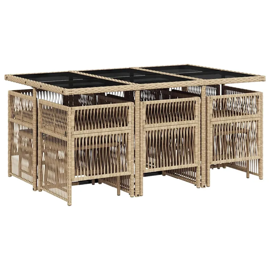 Ensemble à manger de jardin et coussins 11 pcs mélange beige - 3