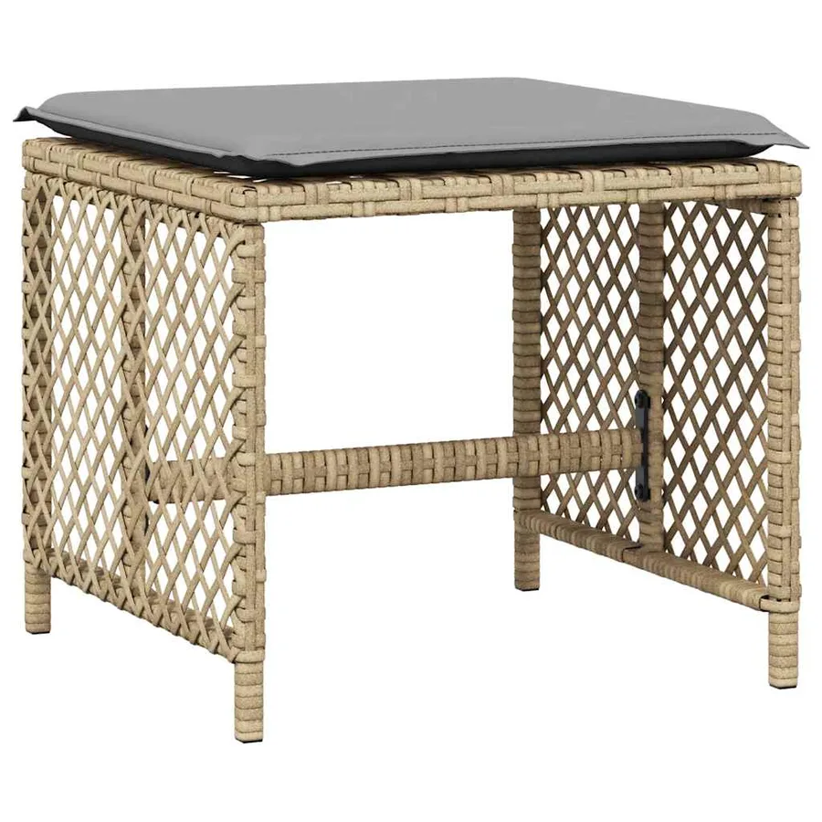 Ensemble à manger de jardin et coussins 11 pcs beige poly rotin - 5