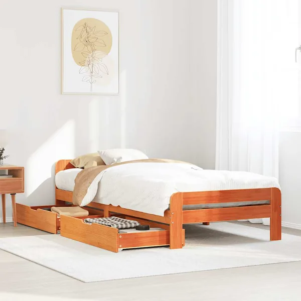 Cadre de lit sans matelas cire marron 75x190 cm bois pin massif