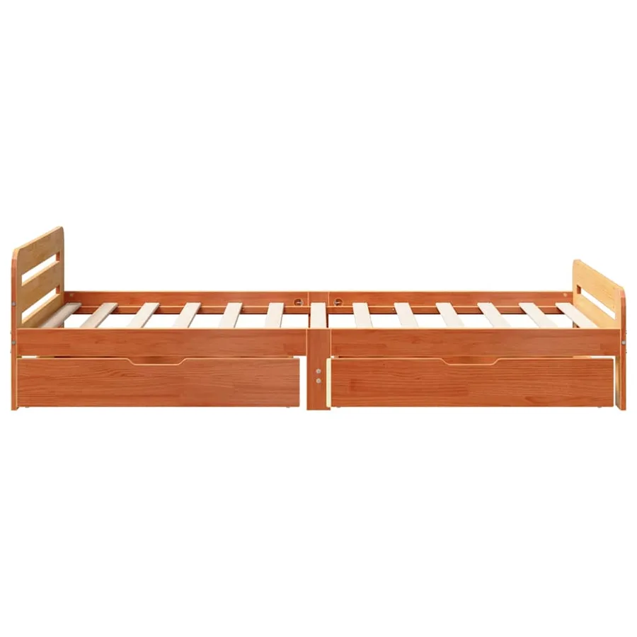 Cadre de lit sans matelas cire marron 75x190 cm bois pin massif - 7