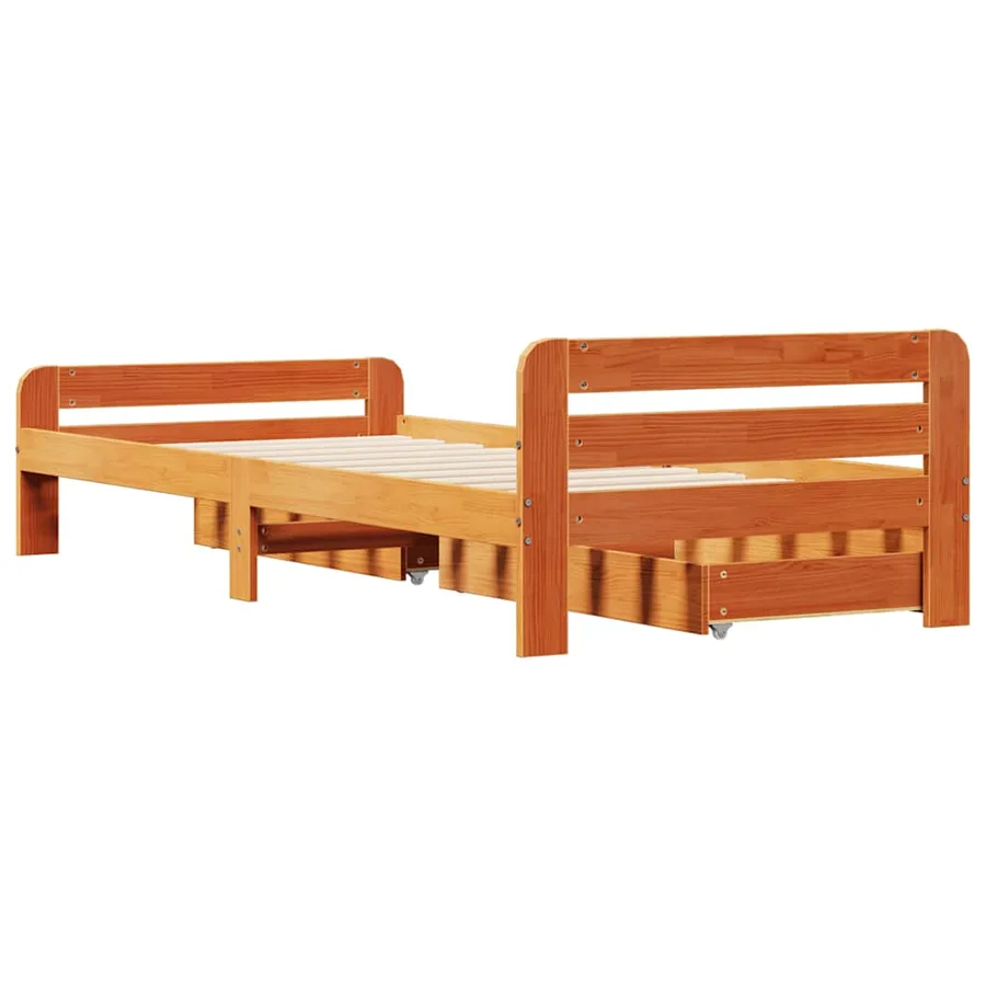 Cadre de lit sans matelas cire marron 75x190 cm bois pin massif - 8