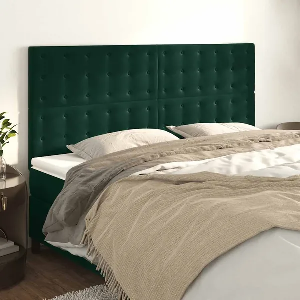 Tête de lit Vert foncé 160x5x118/128 cm Velours