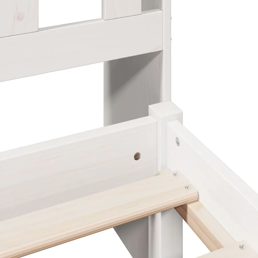 Lit bibliothèque sans matelas blanc 90x190cm bois de pin massif - 9