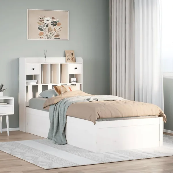 Cadre de lit sans matelas blanc 90x190 cm bois de pin massif