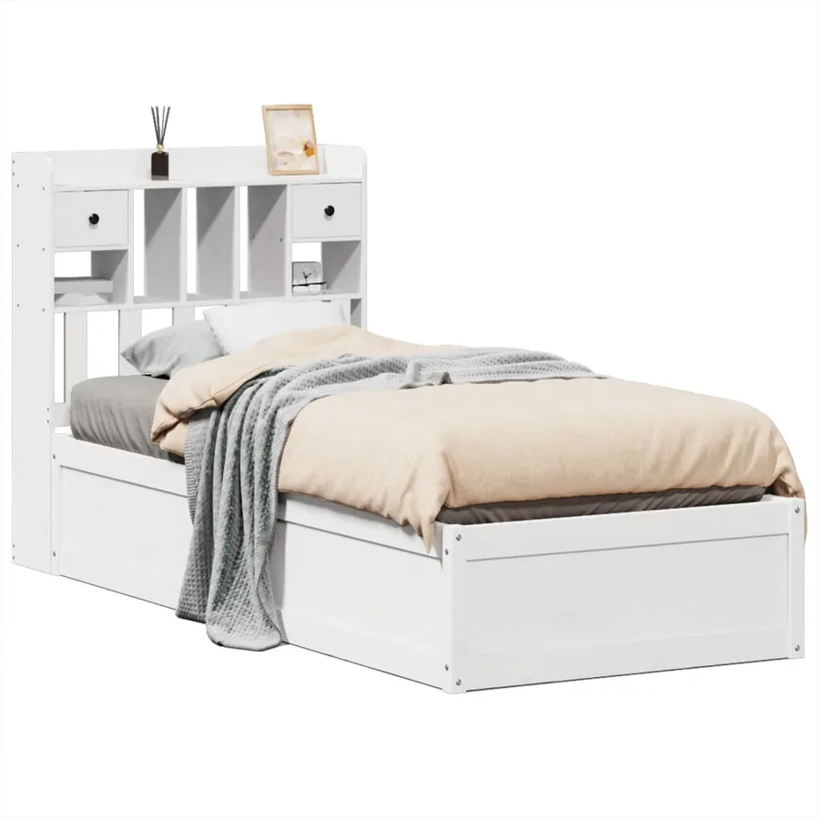 Cadre de lit sans matelas blanc 90x190 cm bois de pin massif - 2
