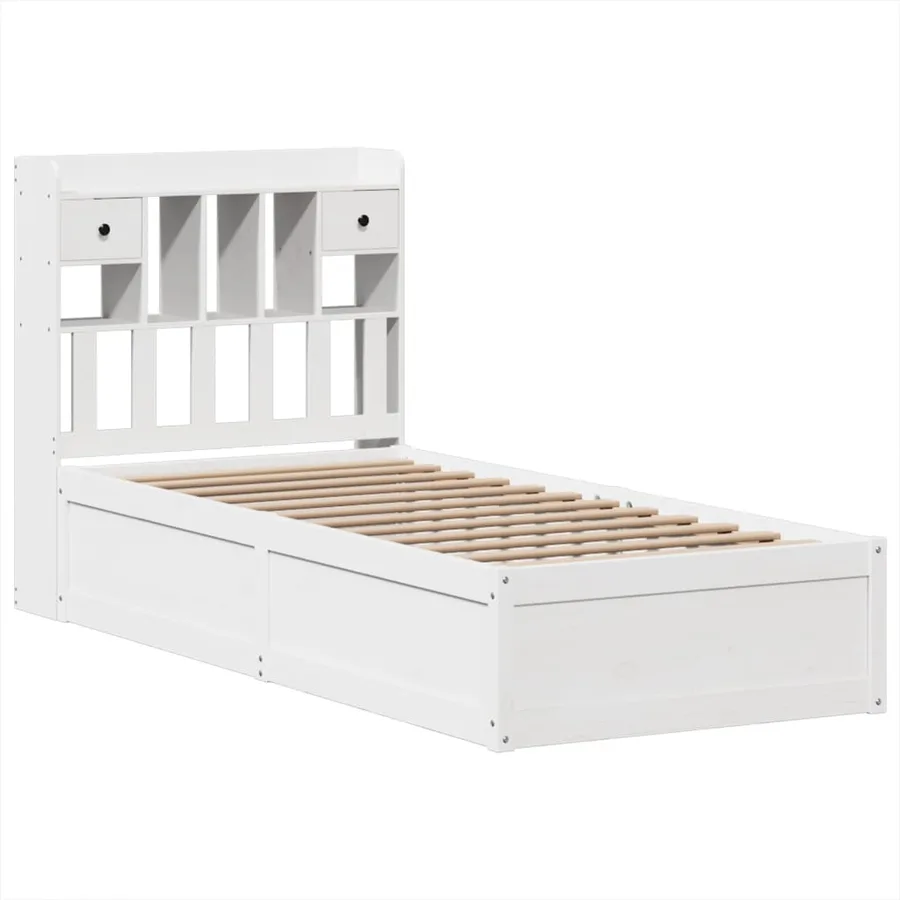 Cadre de lit sans matelas blanc 90x190 cm bois de pin massif - 3