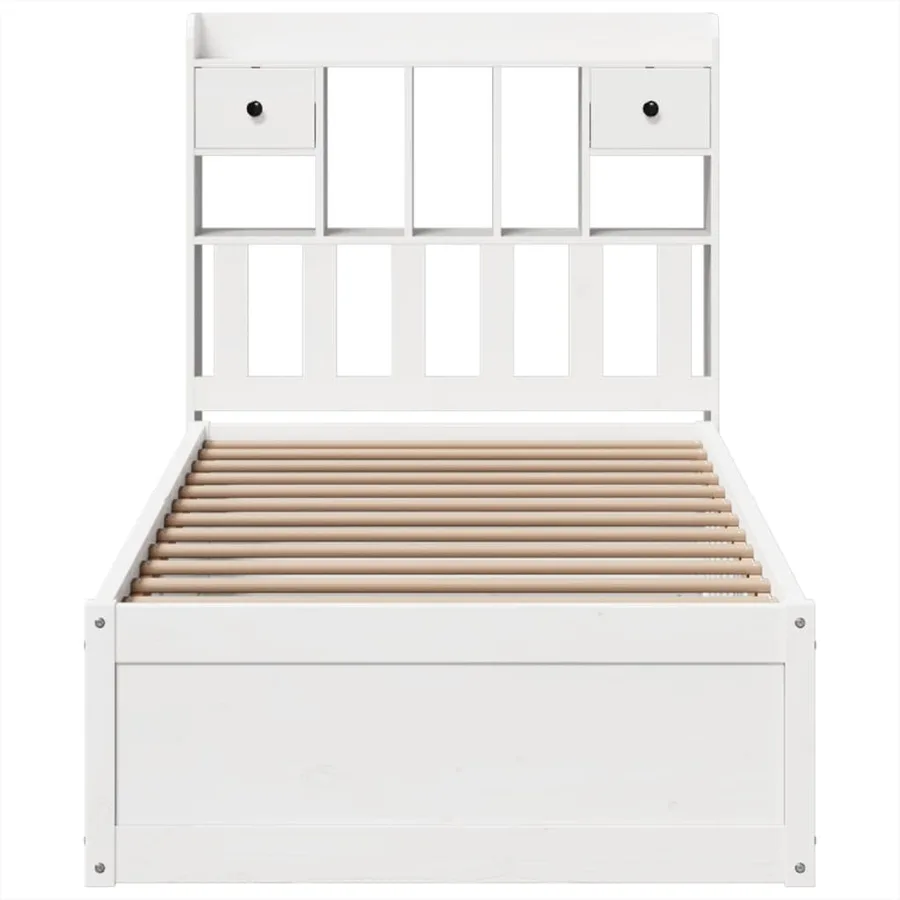 Cadre de lit sans matelas blanc 90x190 cm bois de pin massif - 4