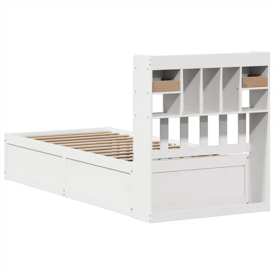 Cadre de lit sans matelas blanc 90x190 cm bois de pin massif - 7