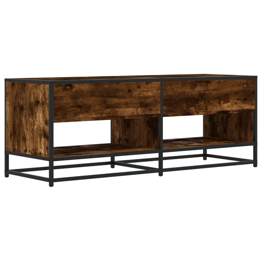 Meuble TV chêne fumé 120,5x40x46 cm bois d'ingénierie et métal - 5